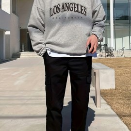 Men's Fashion Trendy Letter Print Lapel Collar Long Sleeve Casual Sports Sweatshirtï¼ŒSuitable For Outdoor Sports