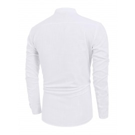 Men's Henley Shirt Long Sleeve Hippie Shirts Casual Beach T-Shirt