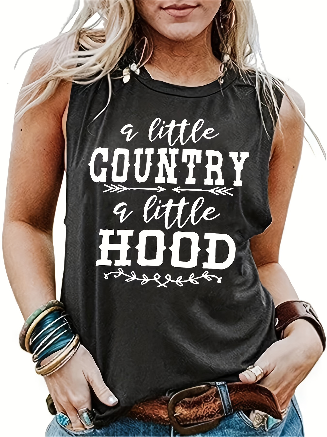 letter print country music festival crew neck tank top casual spring summer loose stylish tank top womens clothing details 4