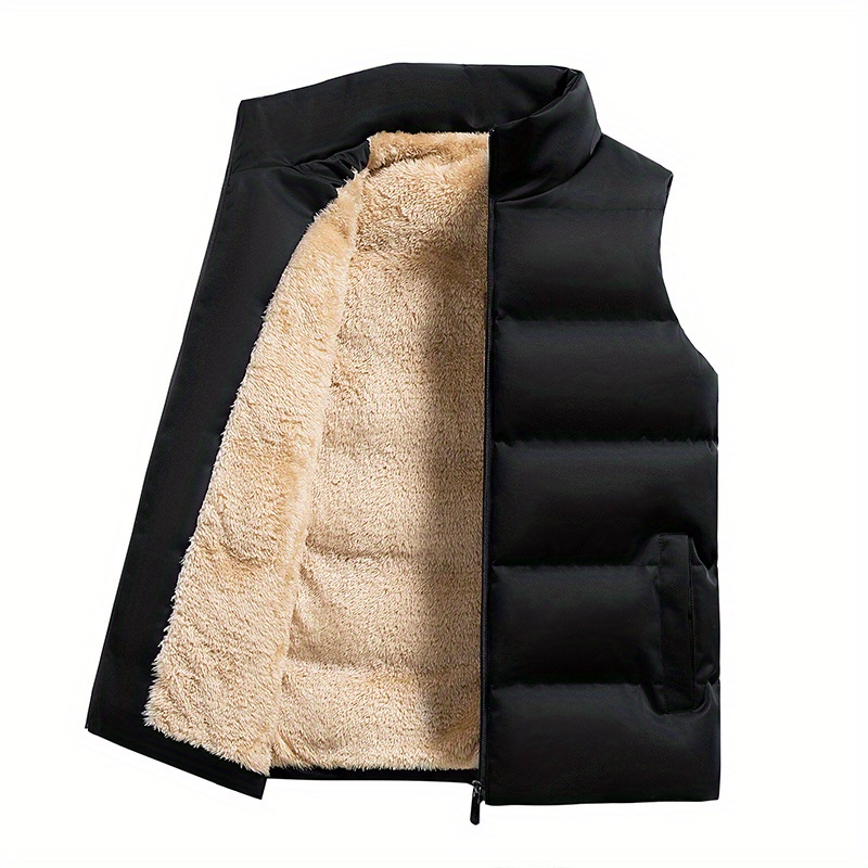 vest, mens warm fleece stand collar winter vest for outdoor activities details 1