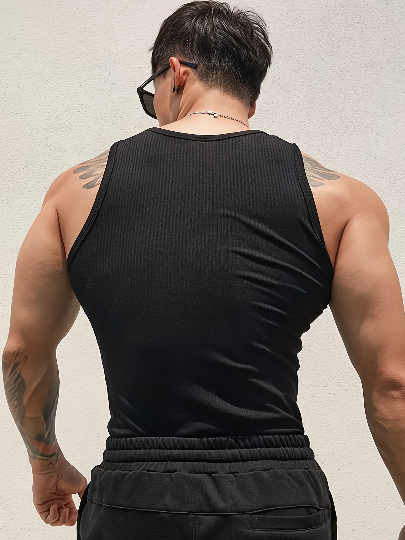 cotton blend mens solid tank top casual comfy vest for summer mens sleeveless shirts clothing top gym training workout details 1