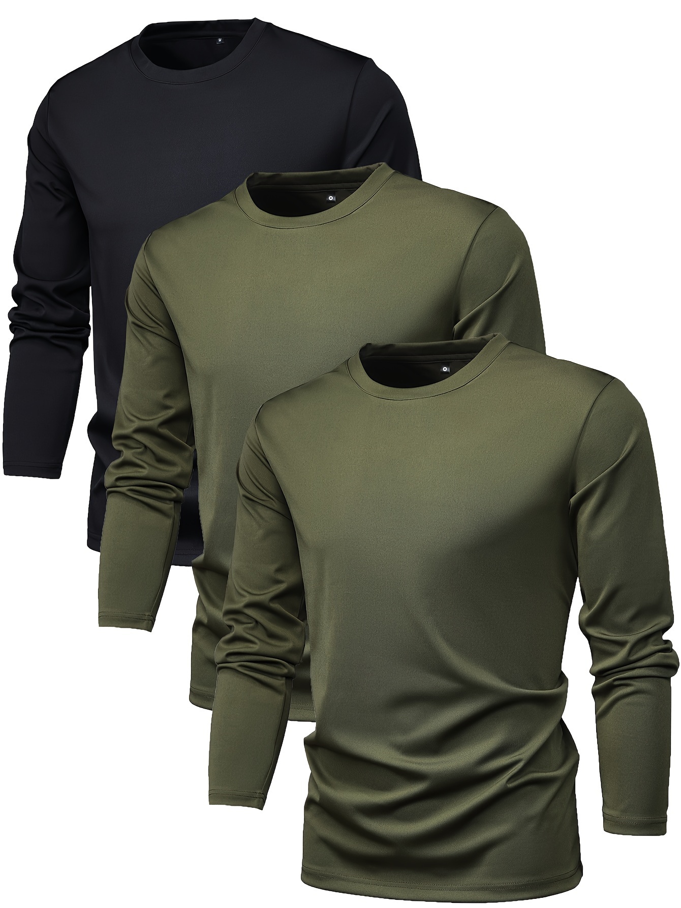 3pcs mens crew neck long sleeve active t shirt tee casual comfy shirts for spring summer autumn mens clothing tops details 30