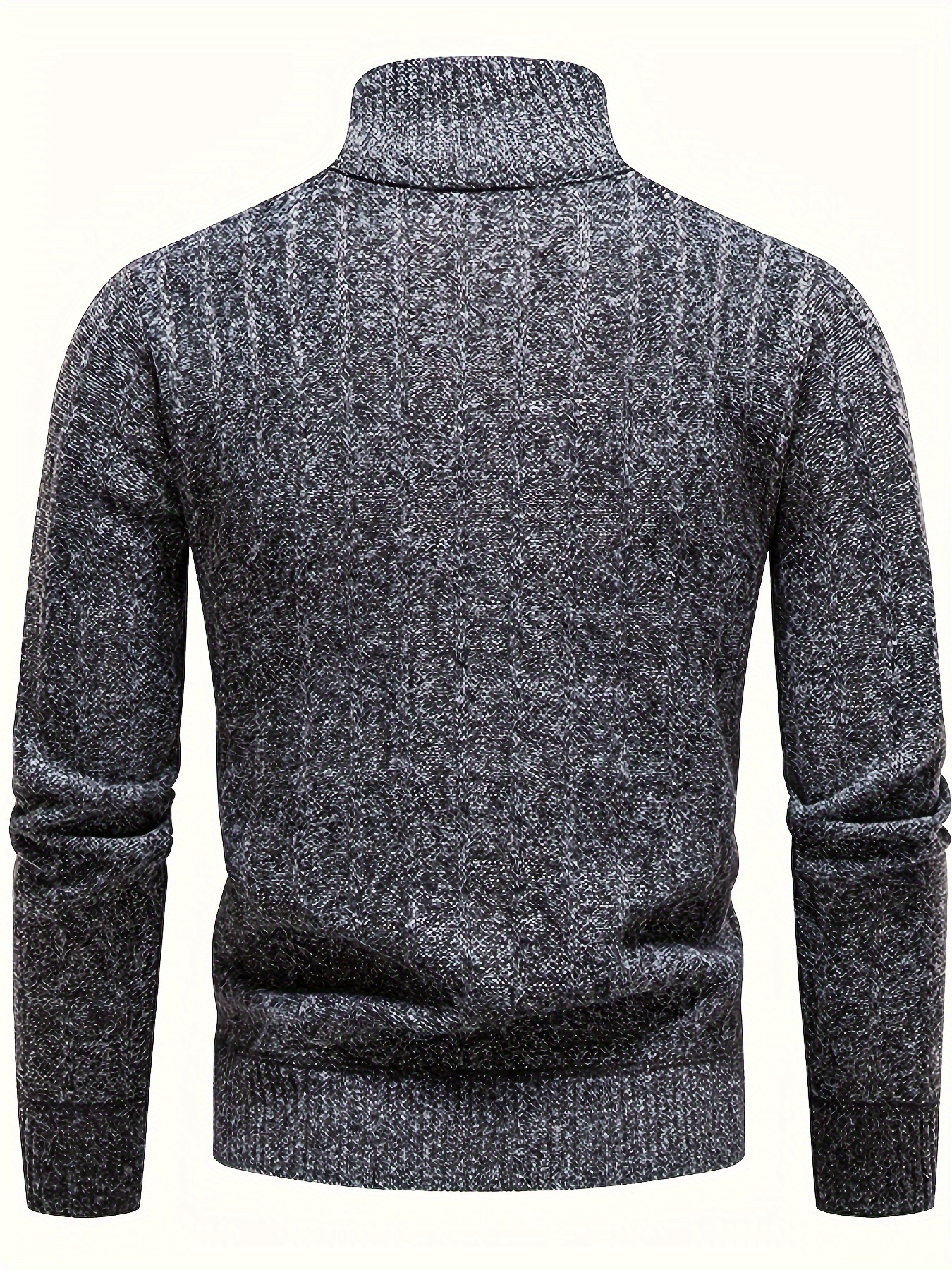 turtle neck with zipper knitted texture sweater mens casual warm solid color mid stretch pullover sweater for fall winter details 10